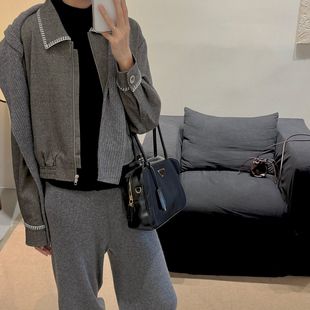 翻领气质高级感长袖 NW8 撞色游花短外套 CX330 上衣女 0EN