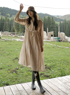 nw80en 摩洛哥午后 条纹花连衣裙