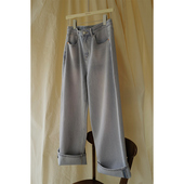 0EN 牛仔裤 灰紫粉 复古高腰休闲宽松柔软中弹力直筒裤 百搭款 NW8