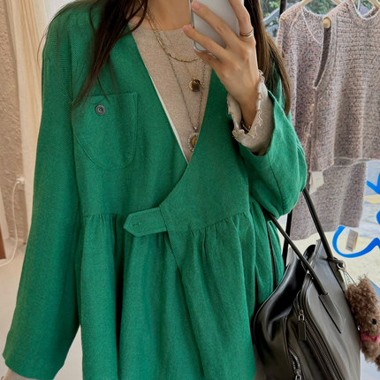 进口超柔澳毛人字纹外套 交叉秋冬外套