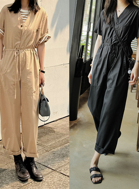 NW8 OEN 《TIME》高级感时尚百搭简约休闲宽松抽绳长裤连体裤女装