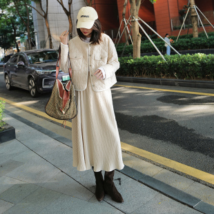 压皱 秋冬褶皱半裙 绒面柔软