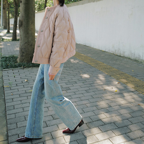 设计师原创短款拼接工艺羽绒服