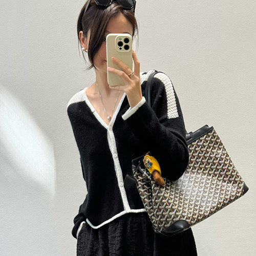 设计师原创骆马绒拼色小开衫