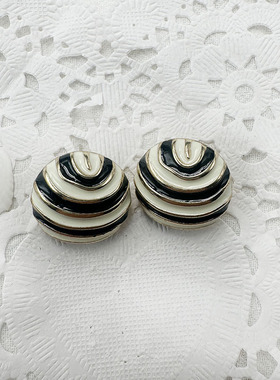 甜美复古新款潮耳钉小众圆形黑色滴釉耳环女高级感耳饰【B137】