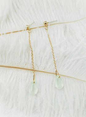 长款耳钉青青子衿新中式清冷耳饰水滴复古耳环配旗袍汉服【B616】