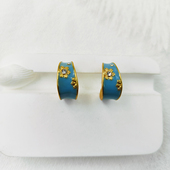 天空蓝珐琅滴釉雕花耳环女轻奢小众设计复古大气C字耳钉 B1000