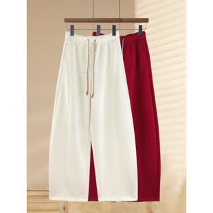 冬天裤子2026新款今年流行爆款高腰弯刀裤女休闲裤加绒阔腿运动裤