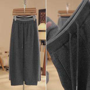 羊毛裤子2026新款今年流行爆款高腰弯刀休闲裤女冬宽松香蕉运动裤
