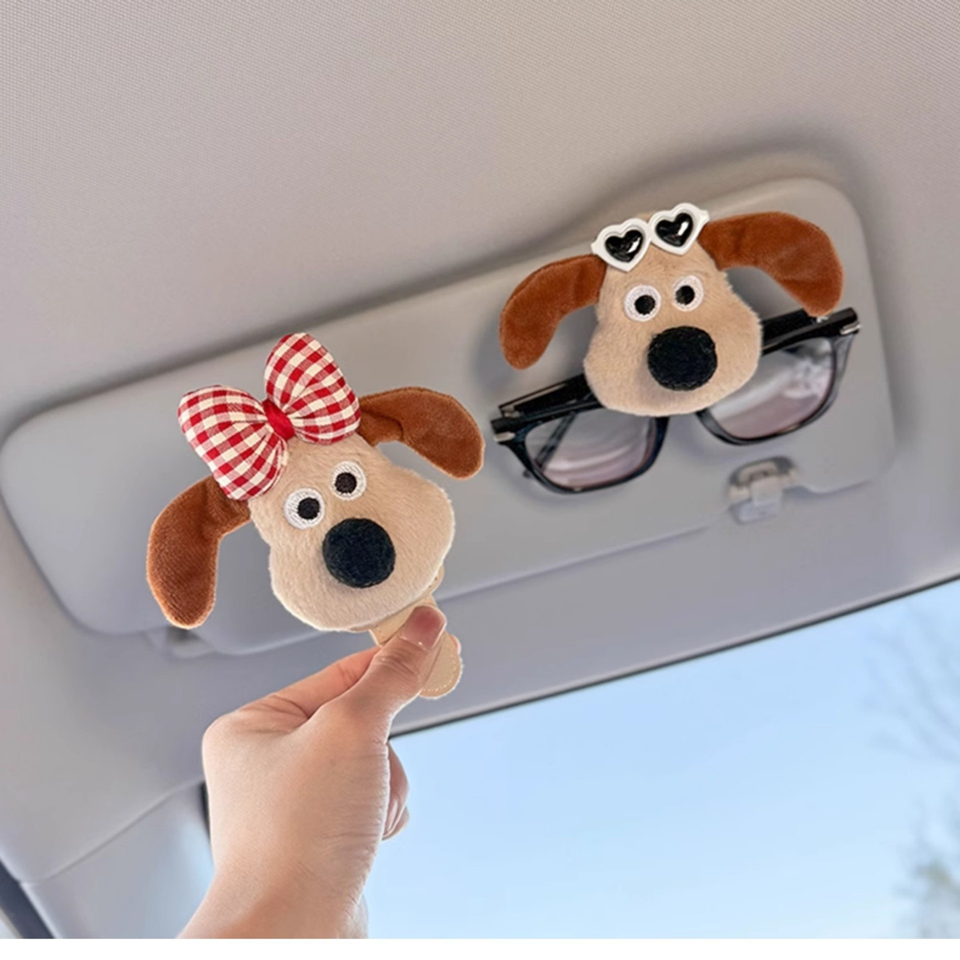 可爱车载汽车眼镜夹卡通掌门狗