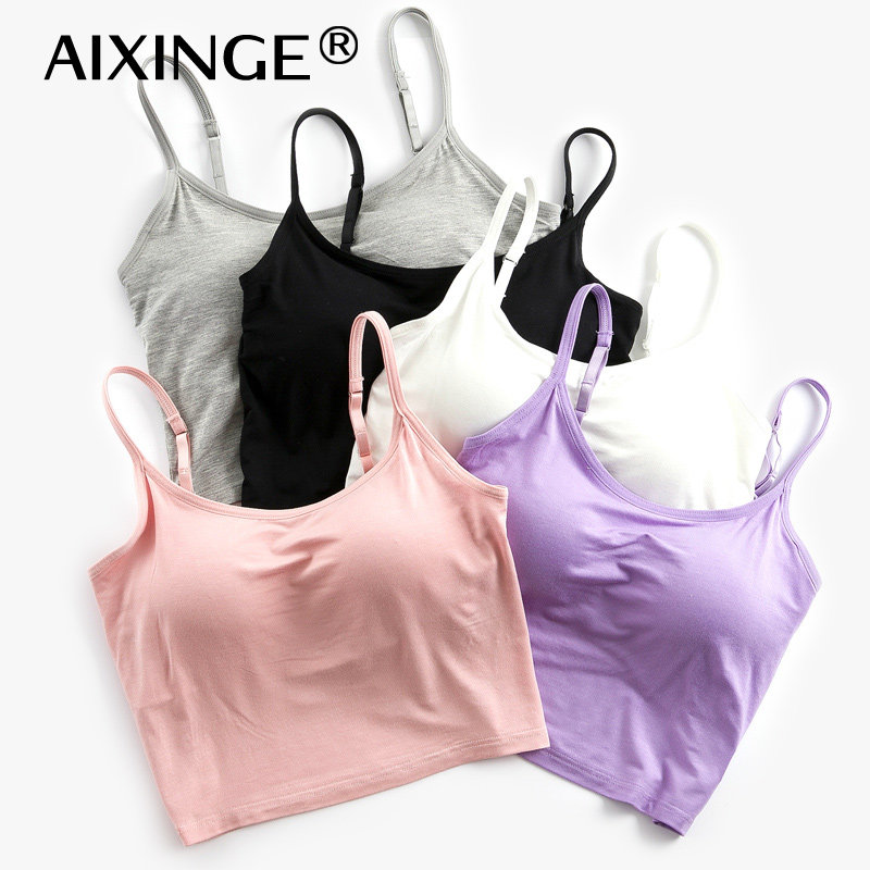 打底小背心吊带女带文胸罩垫一体式露脐无钢圈外穿内衣内搭夏季