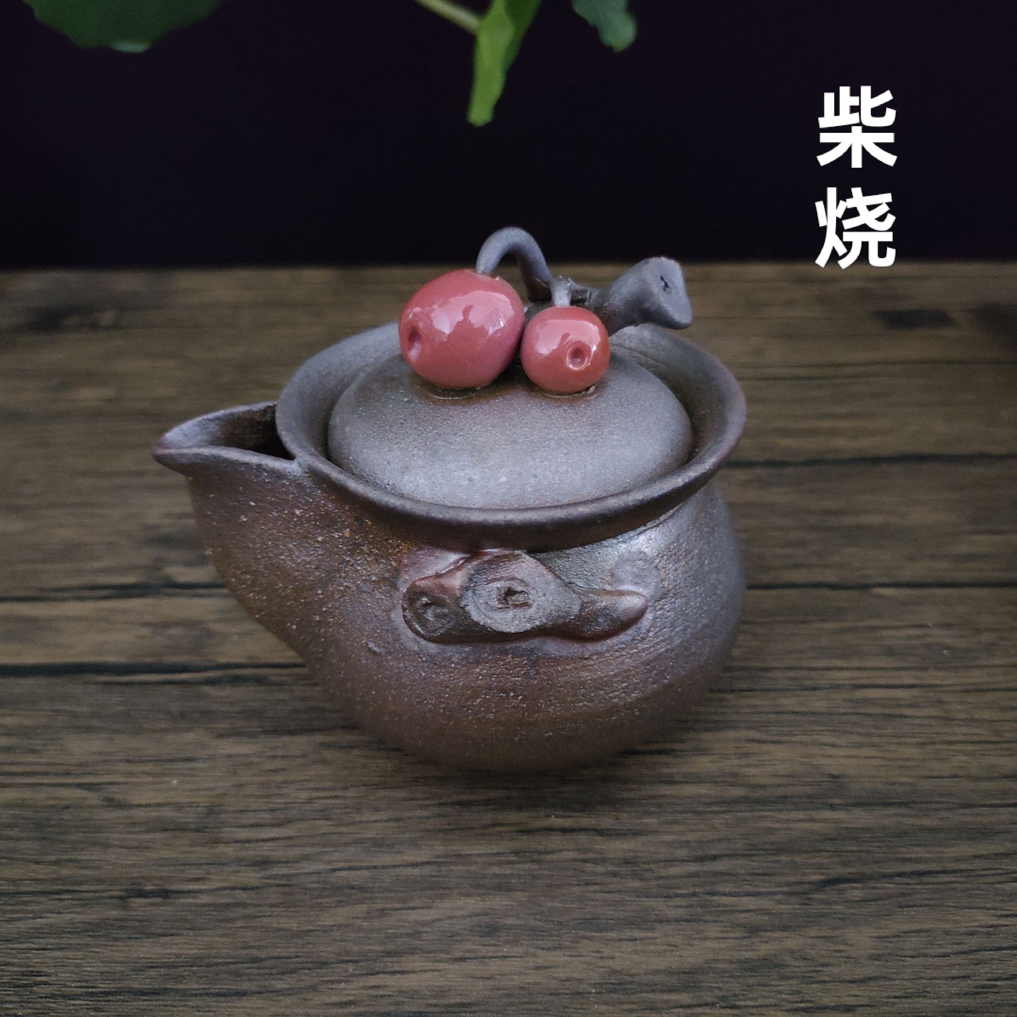 柴烧茶壶手工宝瓶泡茶器功夫茶具家用陶瓷小容量手抓壶可养孤品
