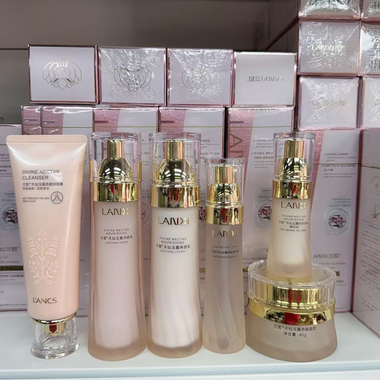 兰皙天仙玉露养颜水乳精华霜组合补水保湿肌肤 纤连蛋白紧致系列