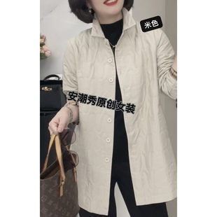安潮秀 2269春秋不夹棉中长风衣经典显瘦百搭外套(75-80公分左右)