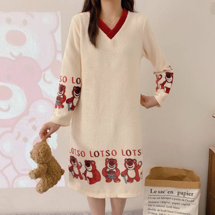 加大码200斤胖m法兰绒睡裙女秋冬中长款保暖宽松珊瑚绒冬天家居服