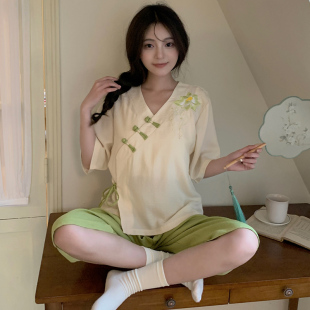 学生宿舍日式 睡衣女夏季 200斤胖妹套装 加肥加大码 和服家居服 新款