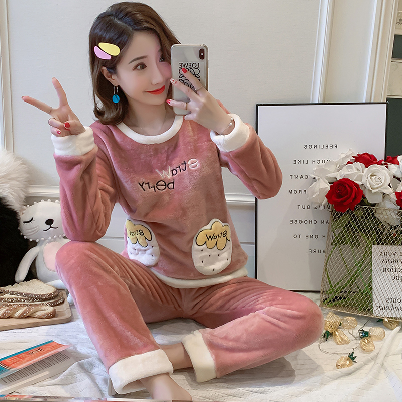 秋冬季珊瑚绒家居服可外穿