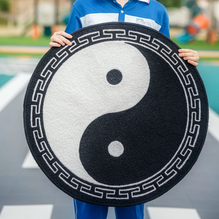 黑白花边阴阳太极八卦镇宅针织晴纶毛线地毯地垫家用簇绒练功坐垫