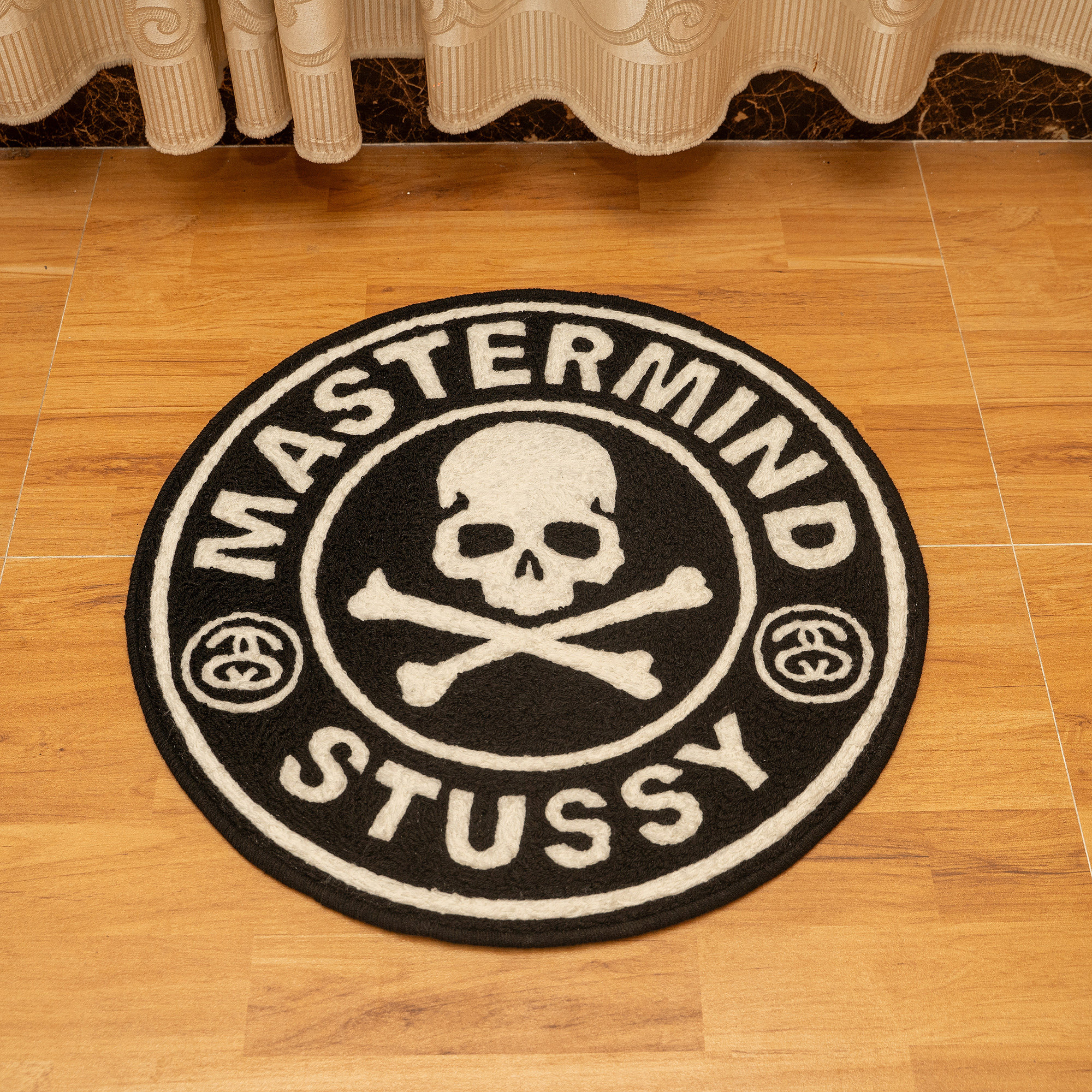 美国思达西stussy mastermind japan MMJ黑灰骷髅头地毯地垫坐垫