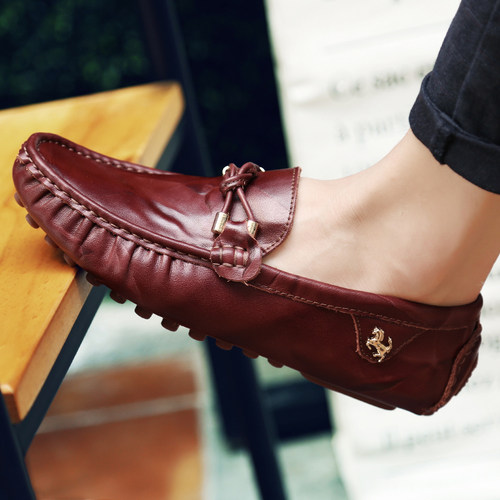 真皮春季流行新款潮休闲豆豆鞋