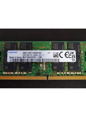 三星32G 2RX8 PC4-3200AA M471A4G43CB1-CWE DDR4 SO笔记本内存条
