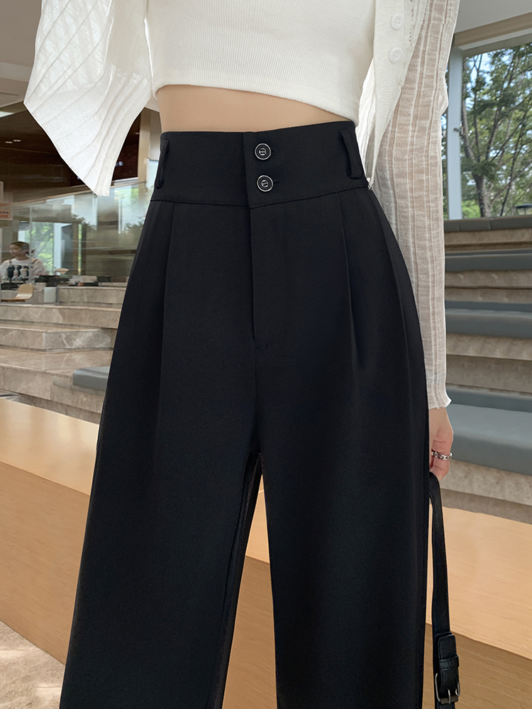 高端黑色西装裤女春夏季2024新款爆款直筒阔腿宽松高腰休闲拖地裤
