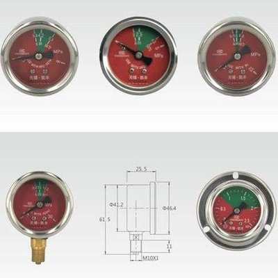 柜式七氟丙烷压力表气体灭火IG541高压压力表1.6/2.5/4.2/6/15Mpa