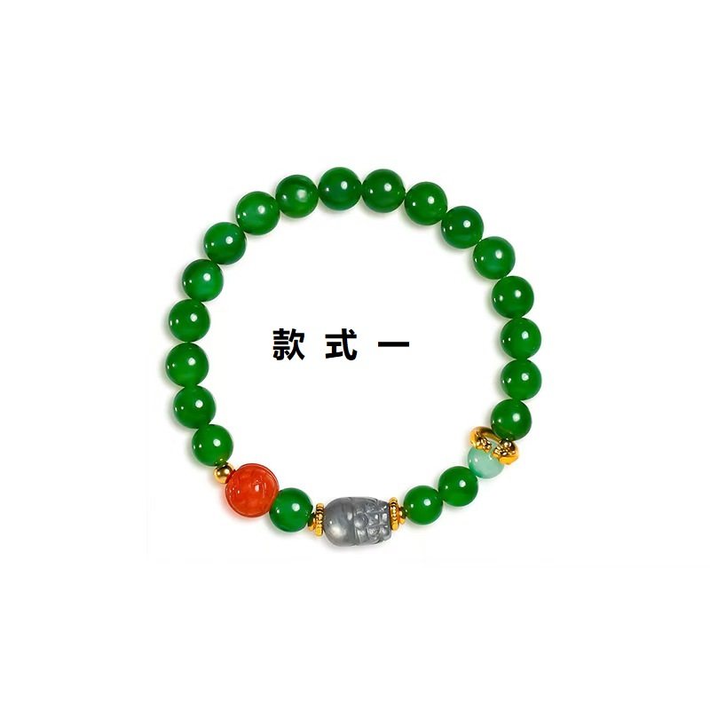 现货天然和田碧玉手串女款925银镀18K金蜜蜡南红多宝手链可配证书