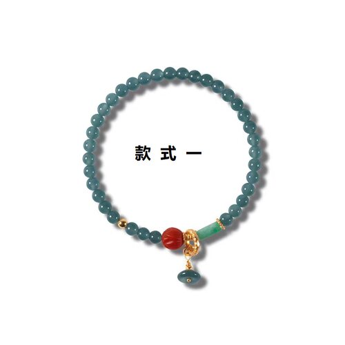 天然蓝水翡翠银镀金多宝手链女款