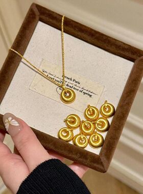 金店同款金色仿真拉丝小金坨锁骨项链小众百搭高级气质送礼物饰品