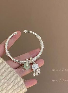 25年新款随遇玉而安繁花似锦手镯 小众设计平安锁国风吊坠手镯