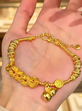 金店同款金色仿真五帝古法葫芦盘缠手链中式复古配饰品手串送礼物