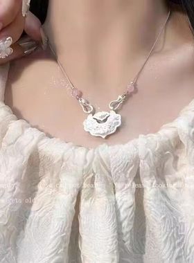 新中式国风平安锁项链女古风高级感流苏颈链复古简约百搭锁骨