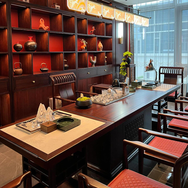 新中式黑胡桃木茶桌2025新款高端客厅家用禅意茶台实木大板茶桌椅