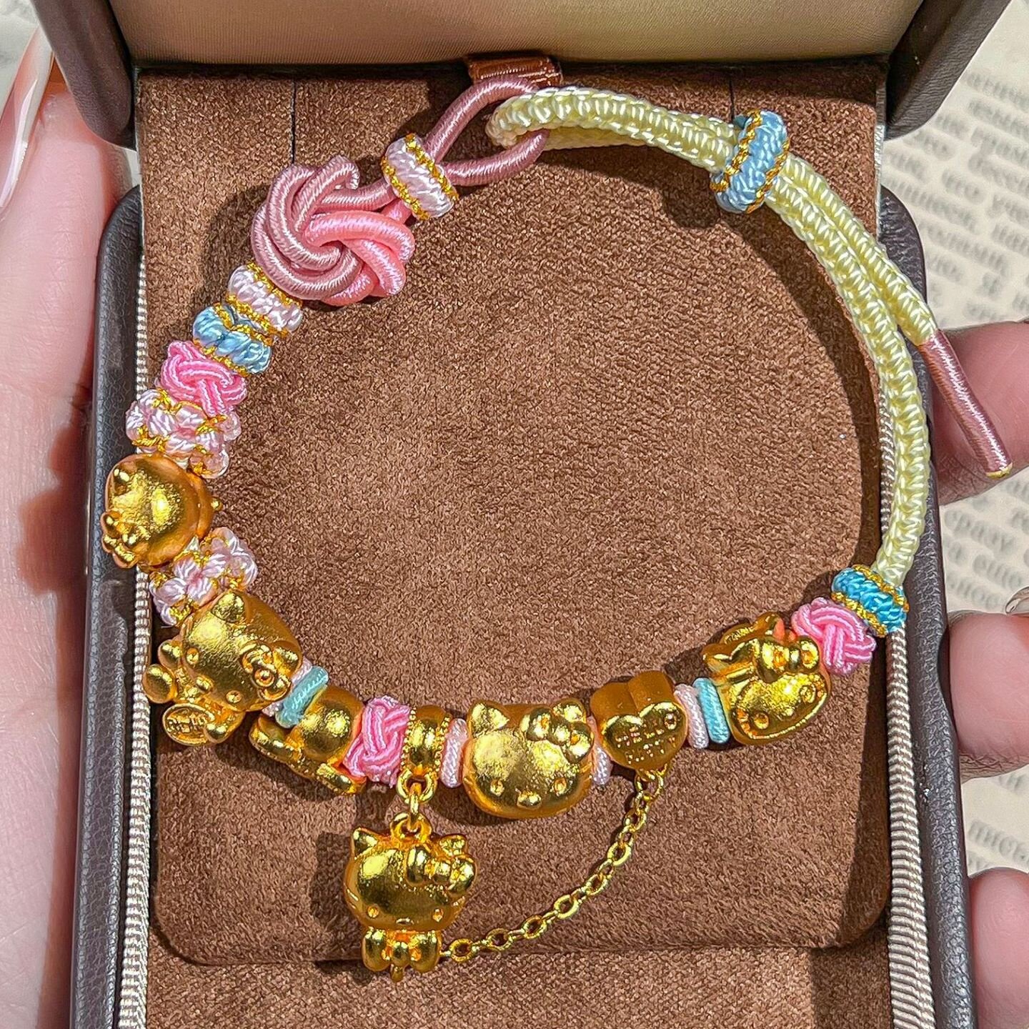 保色沙金王安宇同款Hello Kitty凯蒂猫系列手编手链DIY配件转运珠