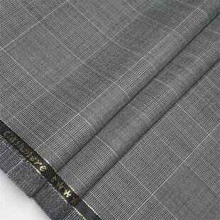 精纺灰白威尔士亲王格子精纺面料 275克西服西装裤子裙子马甲布料