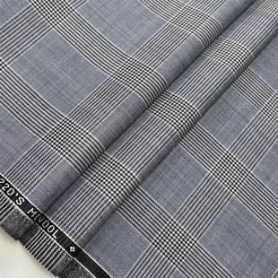 意大利进口青色亲王格精纺毛料布料服装面料西服西装裤子裙子马甲