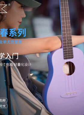 AKAMA青春系列-色彩全单实木尤克里里26寸便携入门电箱小吉他女男
