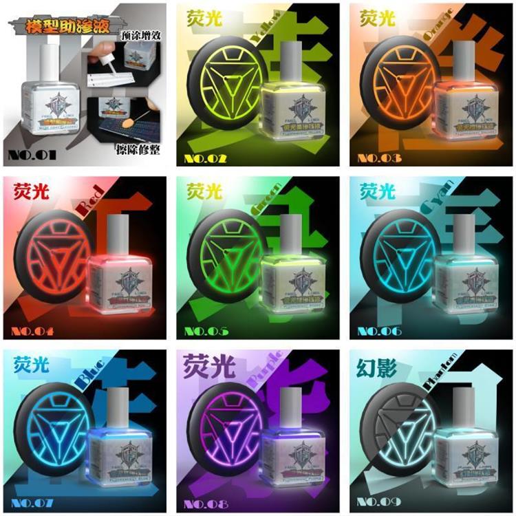 5D 泉微 高达科幻模型环保水性荧光色渗线液 遮盖力强 渍洗液18ml图片