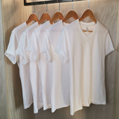 200g出口日本重磅纯棉V领短袖 买一送一 鸡心领打底T恤男女宽松