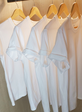 （买一送一）200g重磅新疆棉纯棉打底衫男士短袖t恤2025新款男女