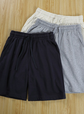 美式320g重磅短裤男外穿夏季休闲裤运动灰色卫裤宽松纯色五分裤子