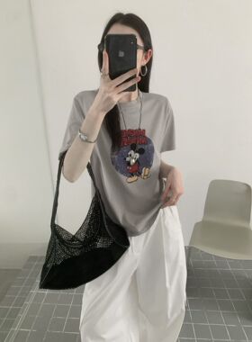 FANERER 2026夏季新款卡通印花宽松显瘦百搭圆领短袖T恤上衣女