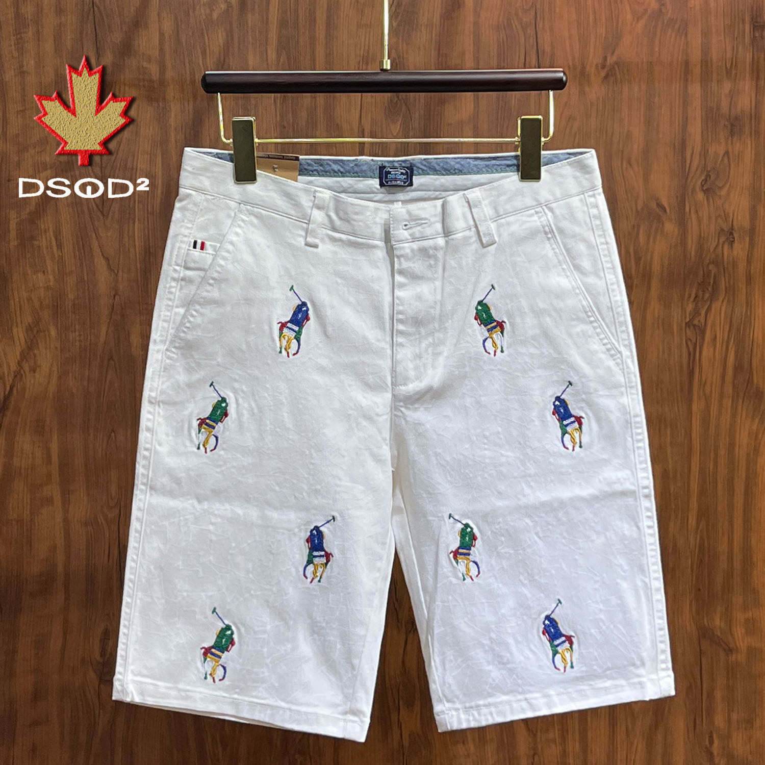 D2次方刺绣短裤男士五分裤新款宽松5分中裤休闲夏季薄款男士裤子