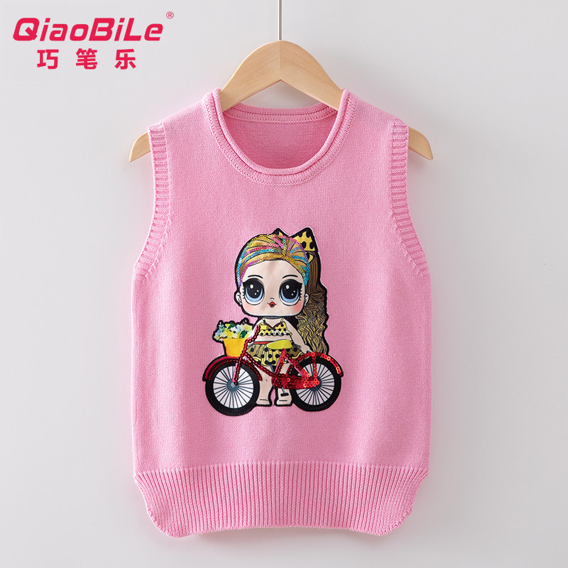 女童全棉背心2024春秋新款中大童加绒加厚马甲儿童针织毛衣开衫潮