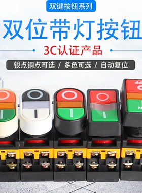 上海马可按钮APBB-22N-25N PPBB双键双位带灯 控制开关复位型铜件