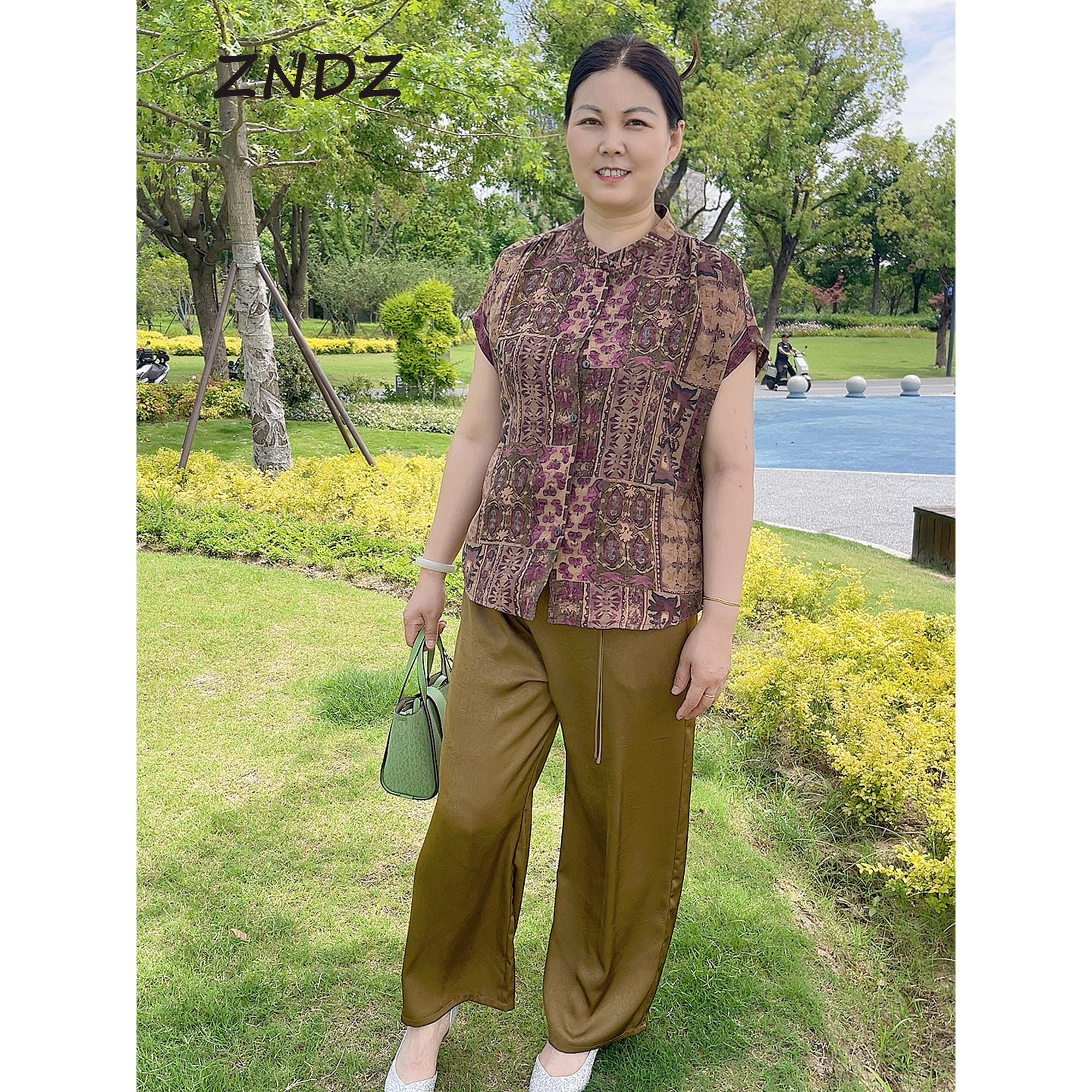 夏季新中式立领盘扣妈妈短袖上衣