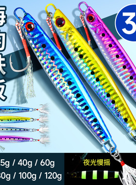 夜光铁板路亚饵鲅鱼海钓30g快抽大40克刀鱼马鲛远投假饵带鱼慢摇
