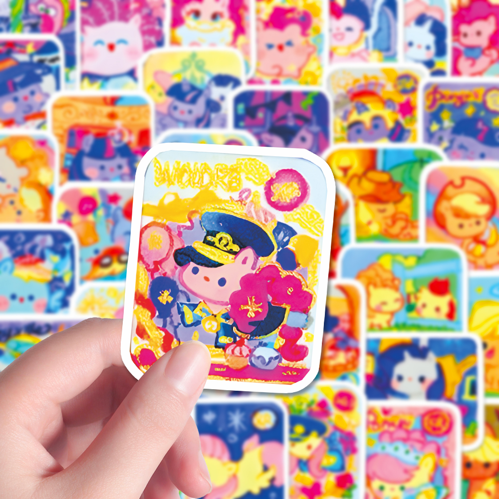 128张小马宝莉贴纸可爱卡通手绘创意ins风手账本素材手机贴画防水