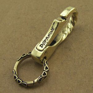 黄铜复古手工简约扭纹钥匙扣环个性纯铜弹簧快挂马蹄扣汽车腰挂件